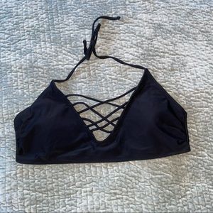 Extra large bikini top black crisscross detail